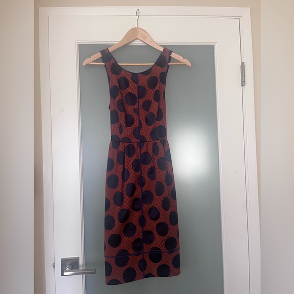 Anthropologie Maeve Rokin Polka Dot Blue and Orange Dress - Picture 3 of 9